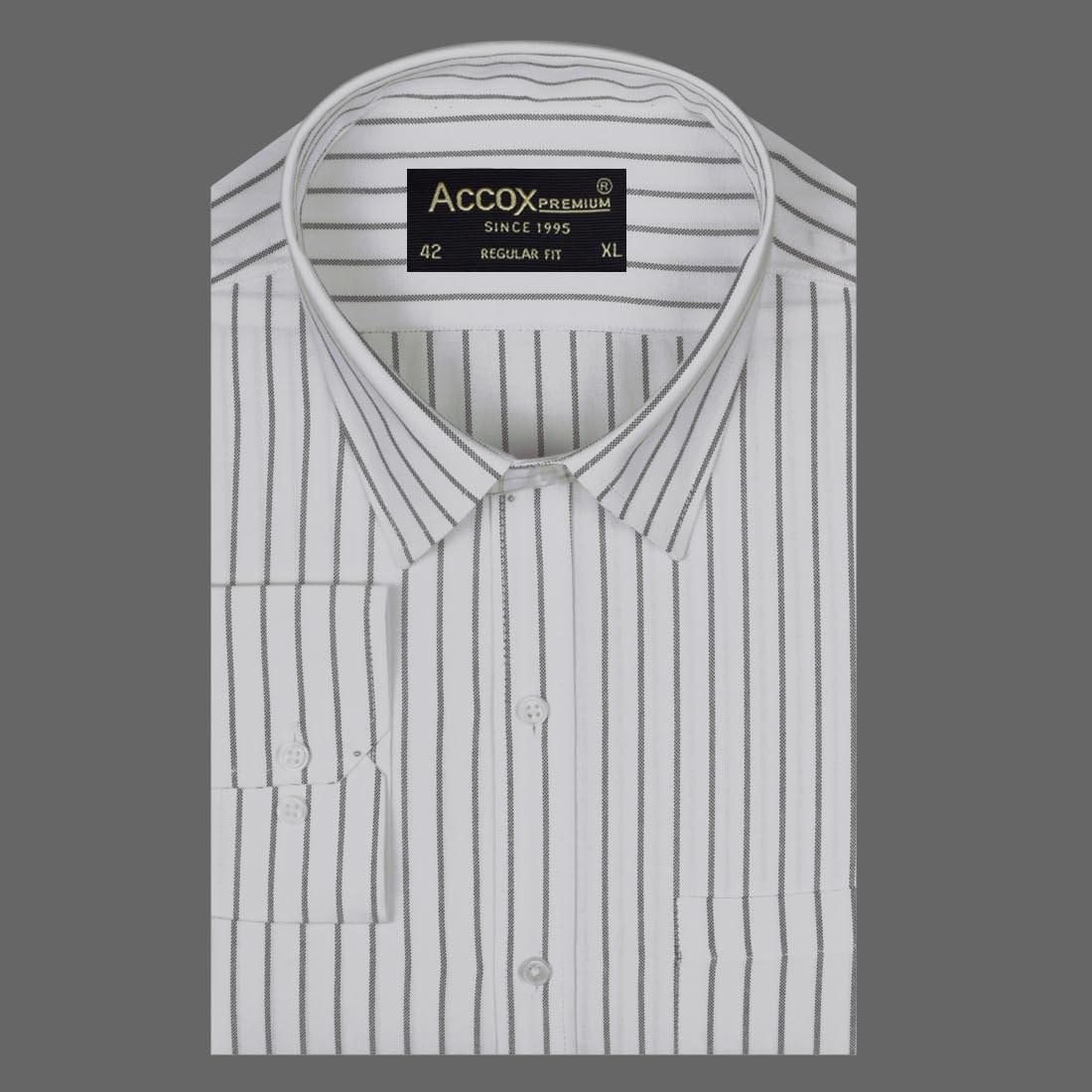ACCOX Men's Breathable Cotton Full Long Sleeves Striped Regular Fit Formal Shirt for Men (O_GCR385)