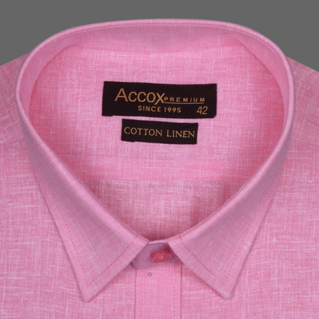 Accox Men's Cotton Linen Plain Formal Shirt (B0CVRR7DW8)