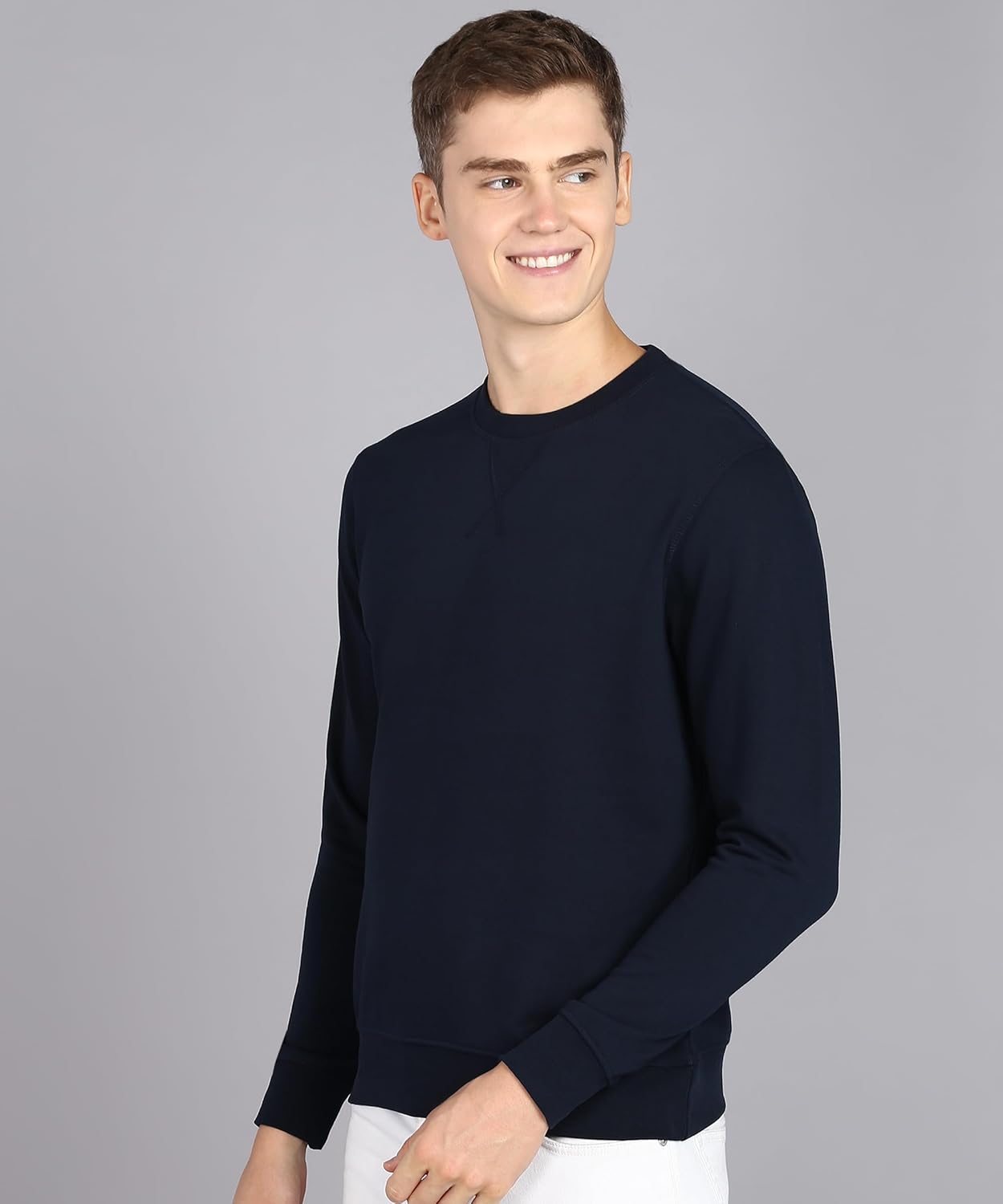 Alan Jones Clothing Men's Crew Neck Solid Pure Cotton Sweatshirt