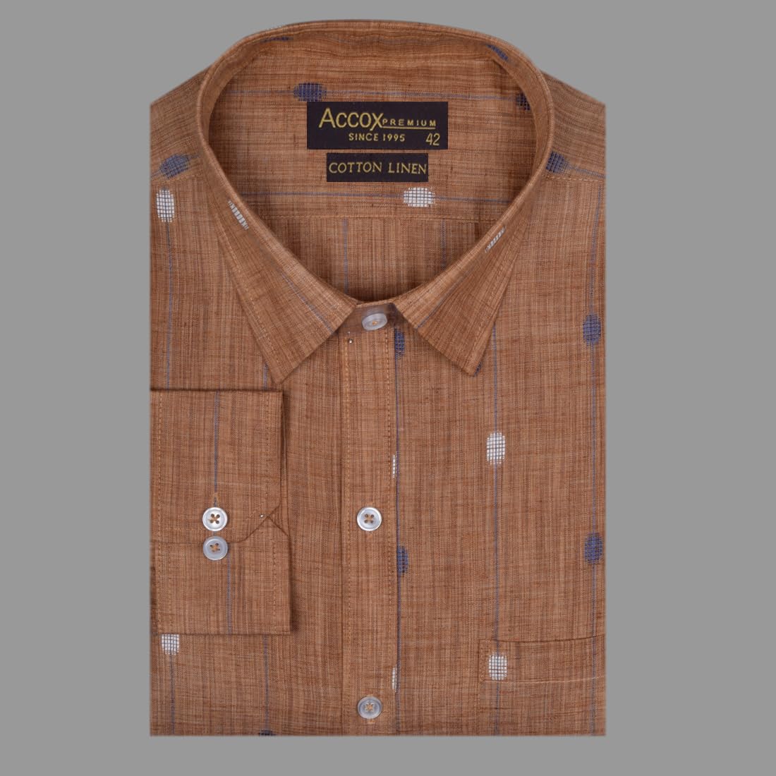 ACCOX Men's Breathable Cotton Linen Long Sleeves Regular Fit Printed Formal Shirt for Men (O_GCR349)