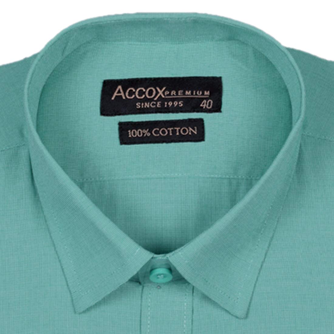 ACCOX Men's Half Sleeves Formal Regular Fit Cotton Plain Shirt(Green,GO550)