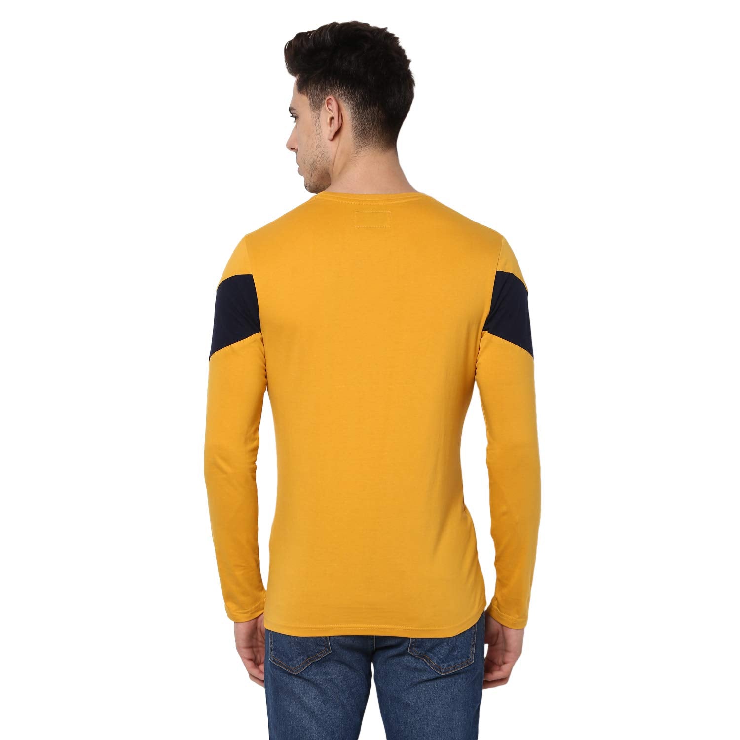 Alan Jones Clothing Men Slim Fit Color Block Stretchable Cotton Full Sleeves T-Shirt-4