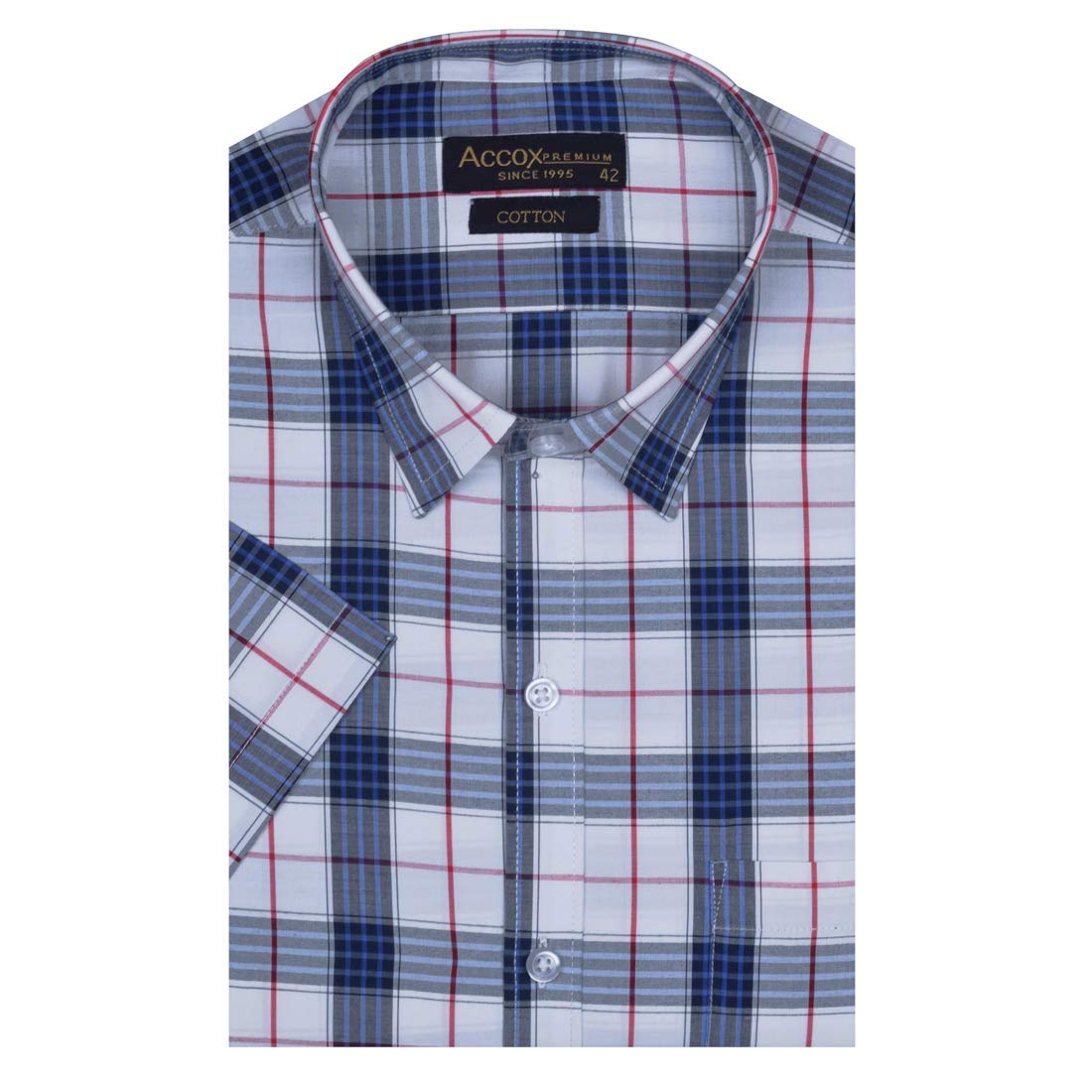 Accox Men's Cotton Checkered Formal Shirt (B08SBL5TZH)