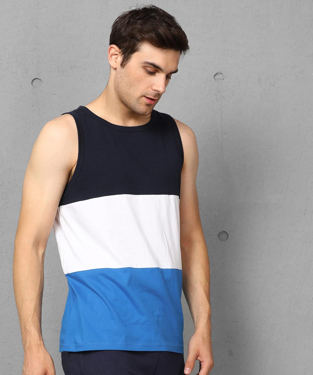 Alan Jones Clothing Men's Cotton Colorblocked Sleeveless Regular Fit T-Shirt-5