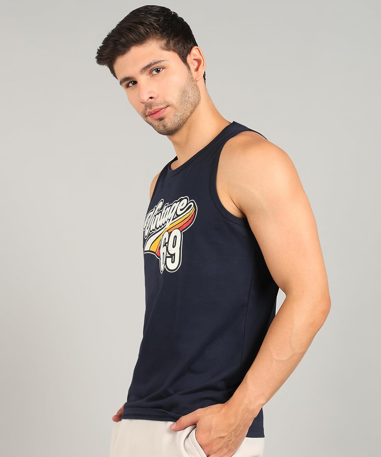 Alan Jones Clothing Men's Cotton Sleeveless Regular Fit T-Shirt-2