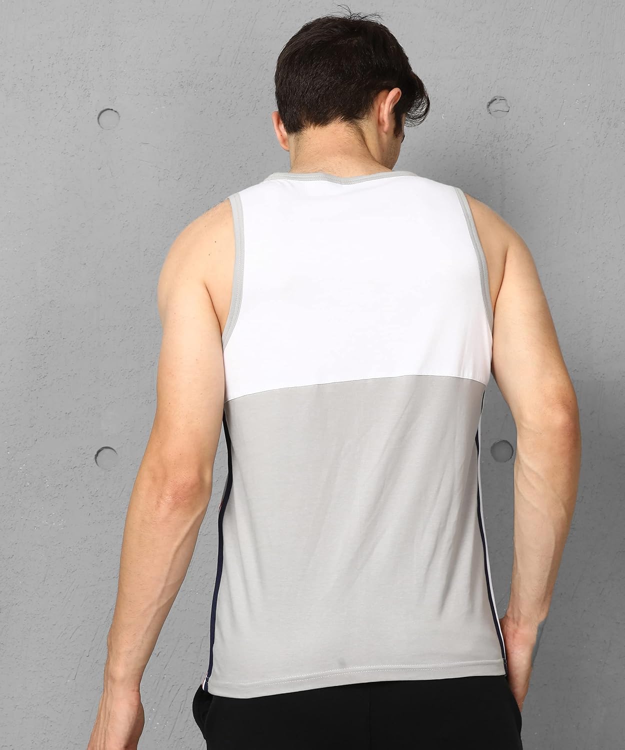 Alan Jones Clothing Men's Cotton Colorblocked Sleeveless Regular Fit T-Shirt-4
