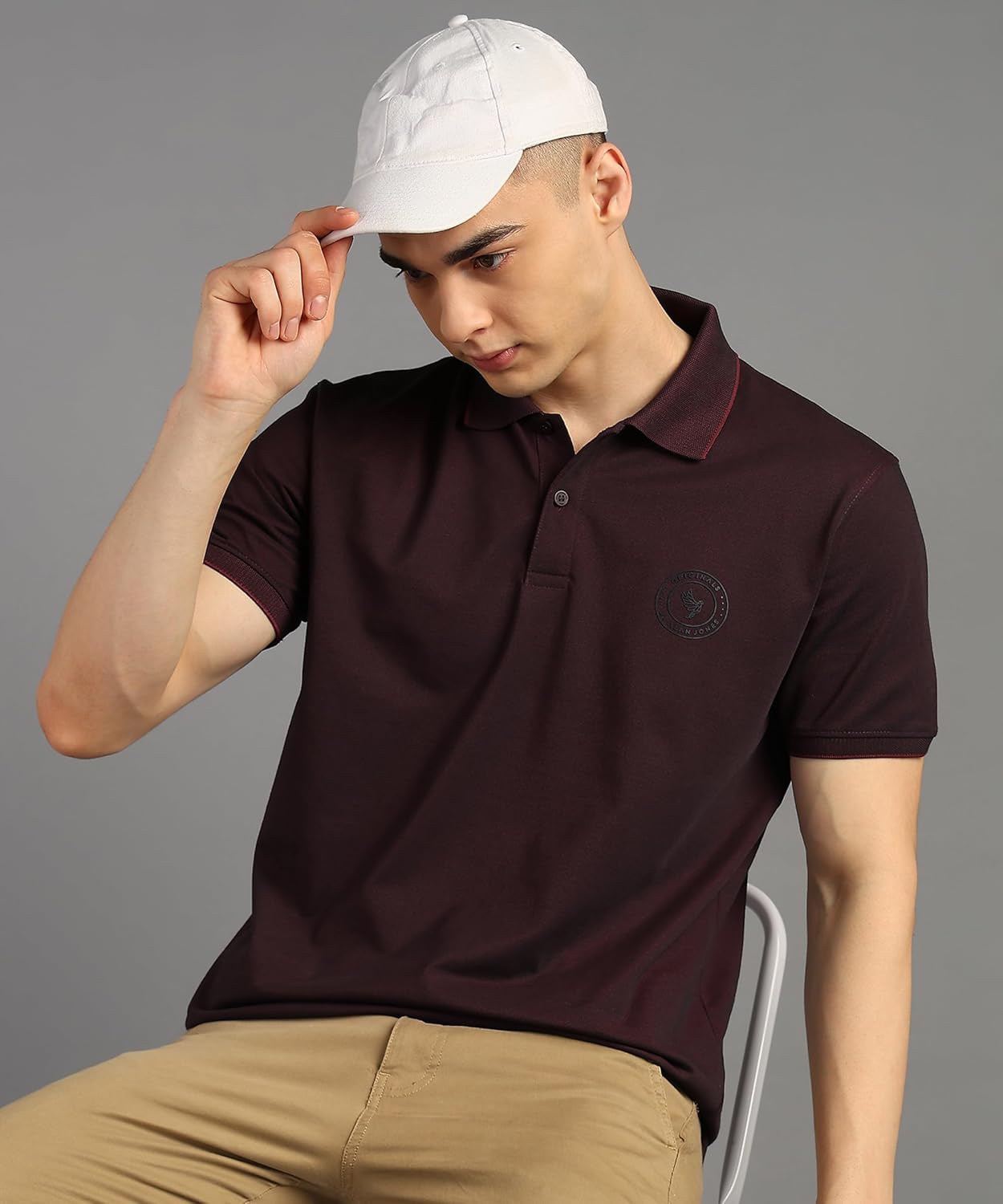 Alan Jones Clothing Men's Solid Short Sleeves Regular Fit Polo T-Shirt-2