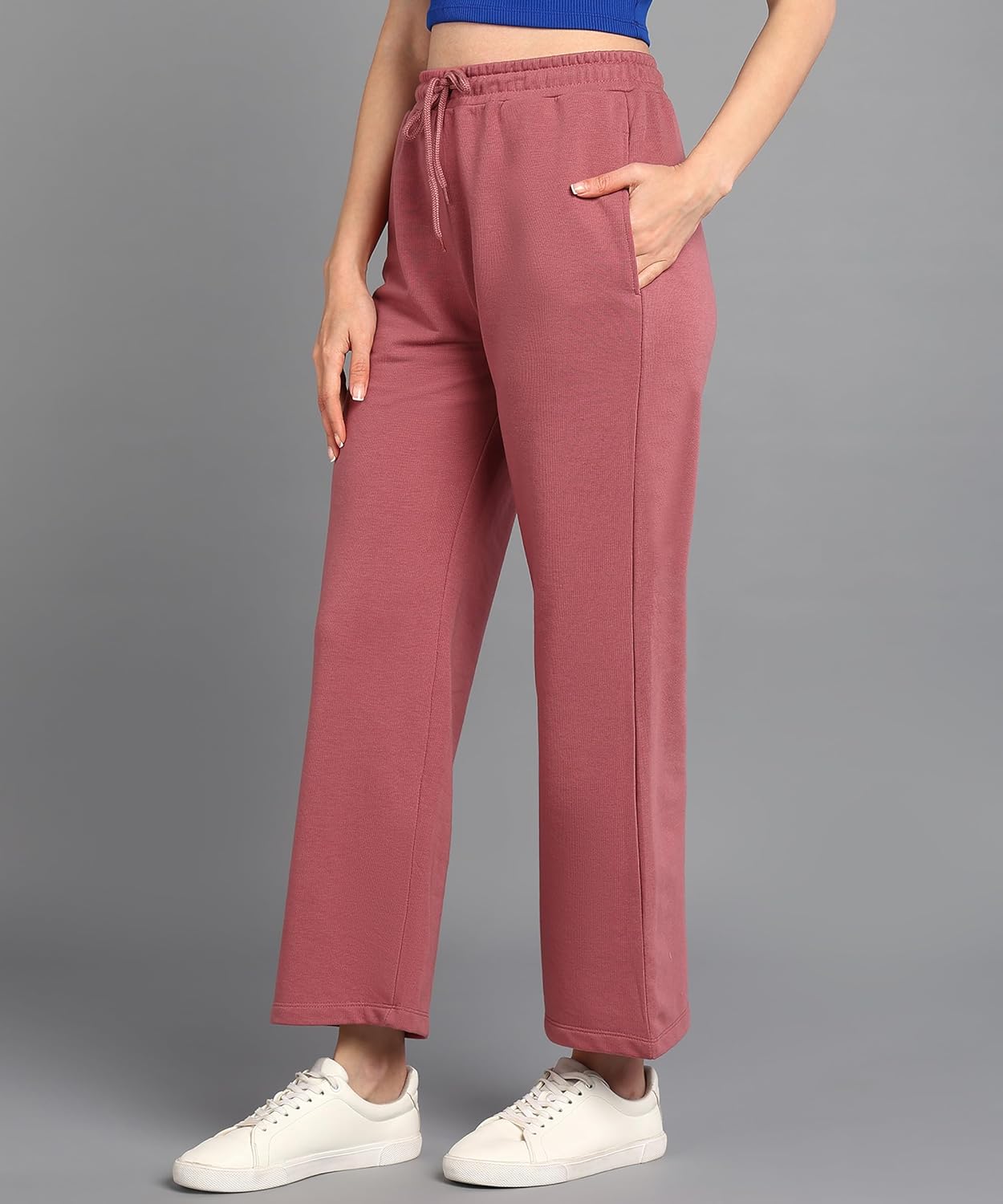 Alan Jones Clothing Solid Women's Relaxed Fit Wide Legs Track Pant
