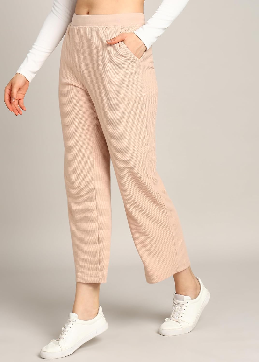 Alan Jones Clothing Women's Solid Stretch Waffle Straight Pants