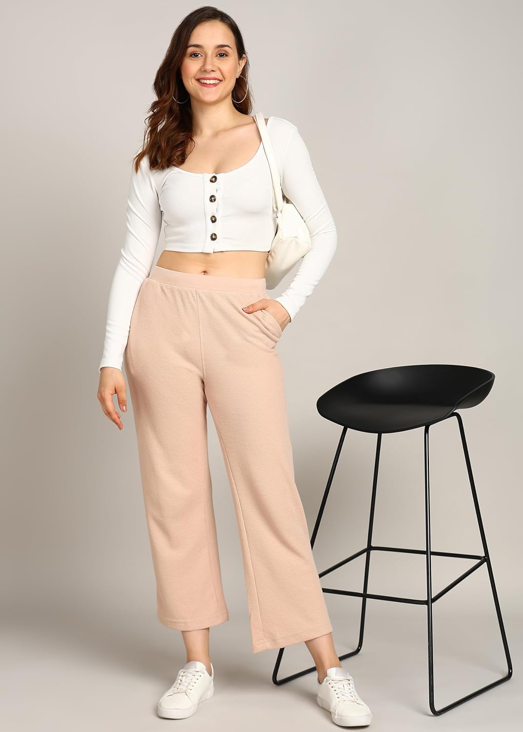 Alan Jones Clothing Women's Solid Stretch Waffle Straight Pants