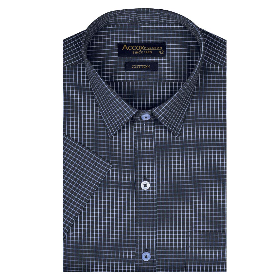 Accox Men's Cotton Checkered Formal Shirt (B08N4YPFY1)