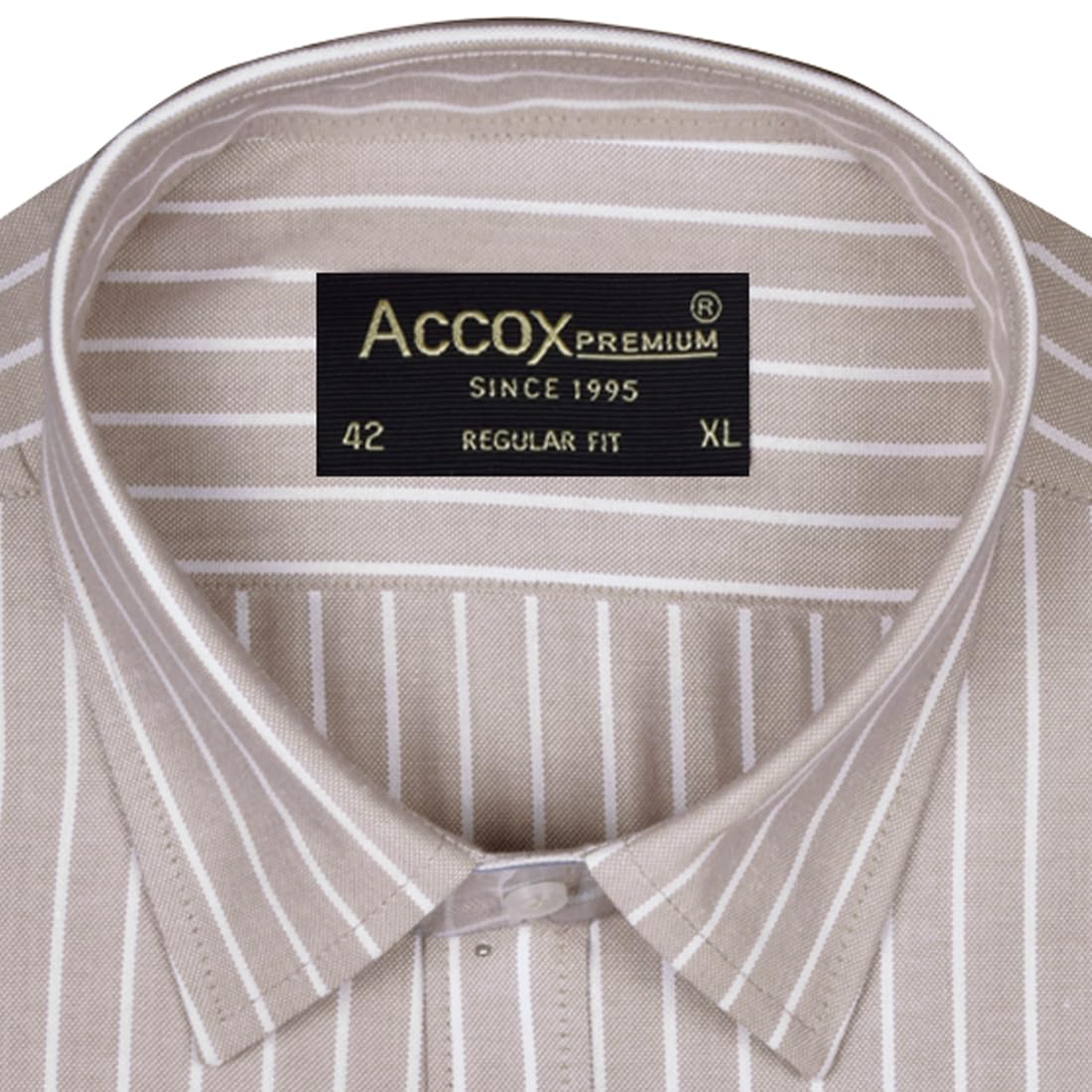 ACCOX Men's Breathable Cotton Full Long Sleeves Striped Regular Fit Formal Shirt for Men (O_GCR384)