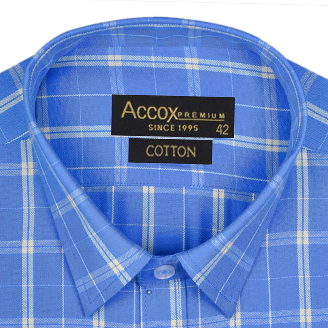 Accox Men's Cotton Checkered Formal Shirt (B0CY8KQZYD)