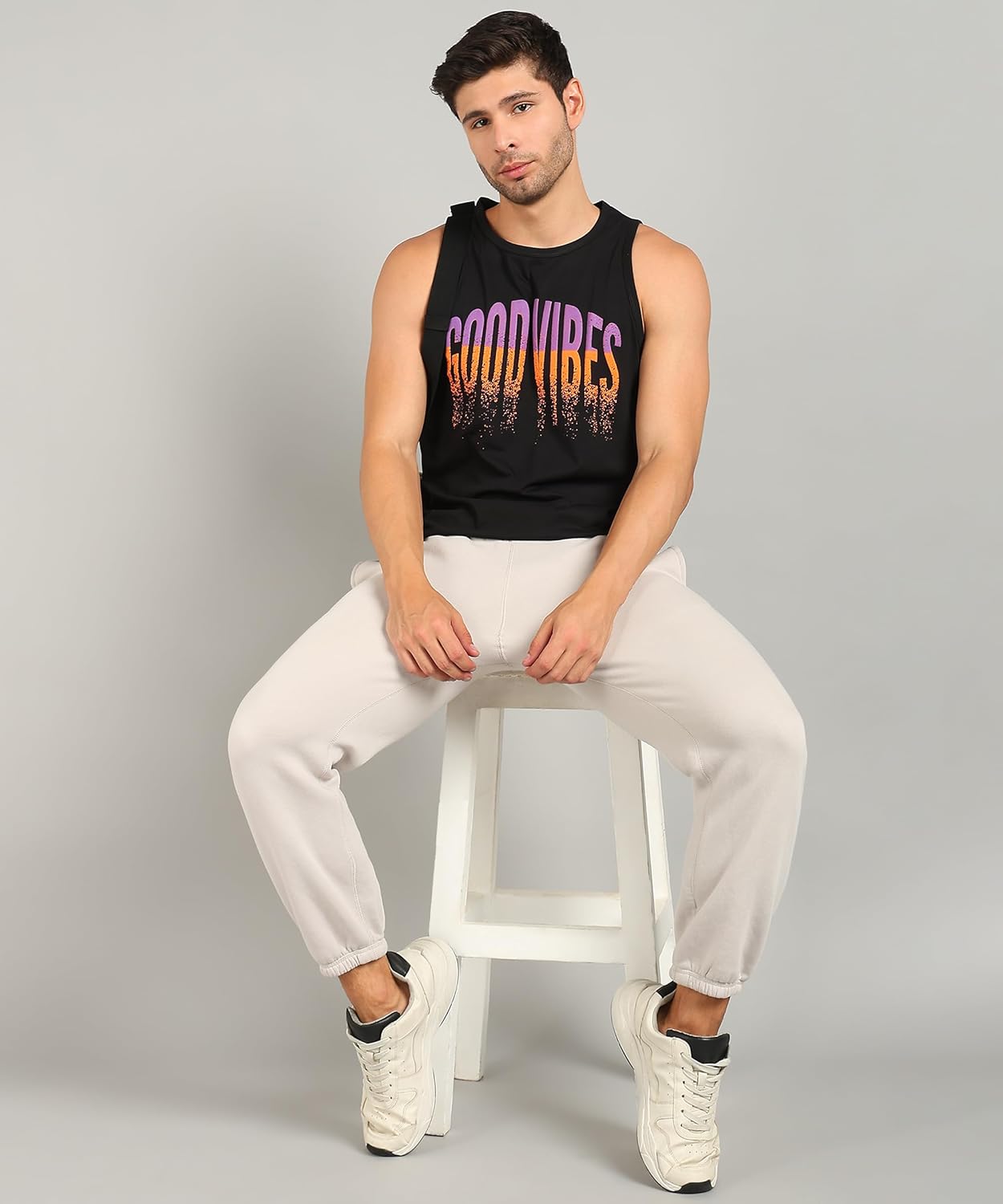 Alan Jones Clothing Men's Printed Cotton Sleeveless Regular Fit T-Shirt-3