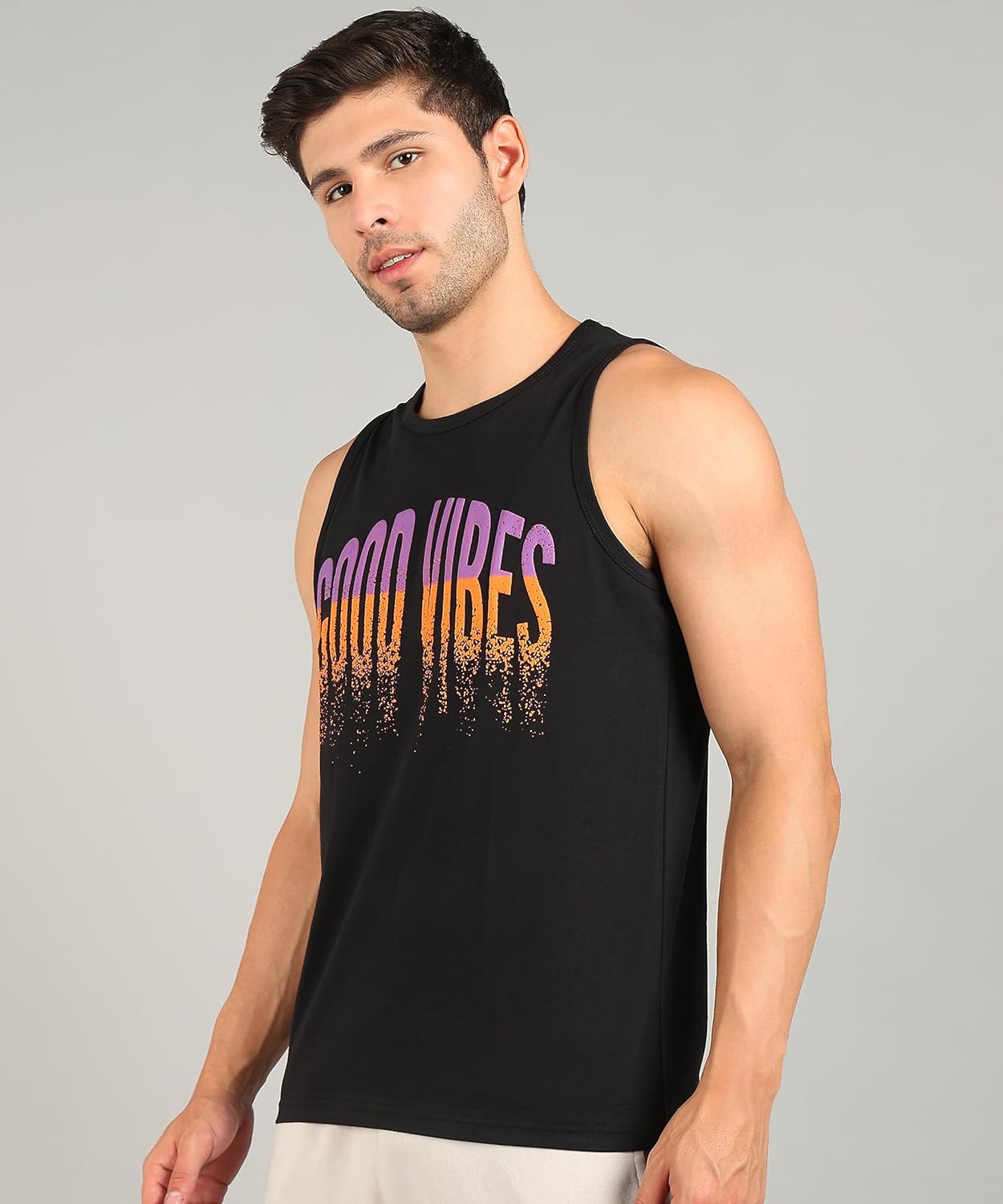 Alan Jones Clothing Men's Printed Cotton Sleeveless Regular Fit T-Shirt-2