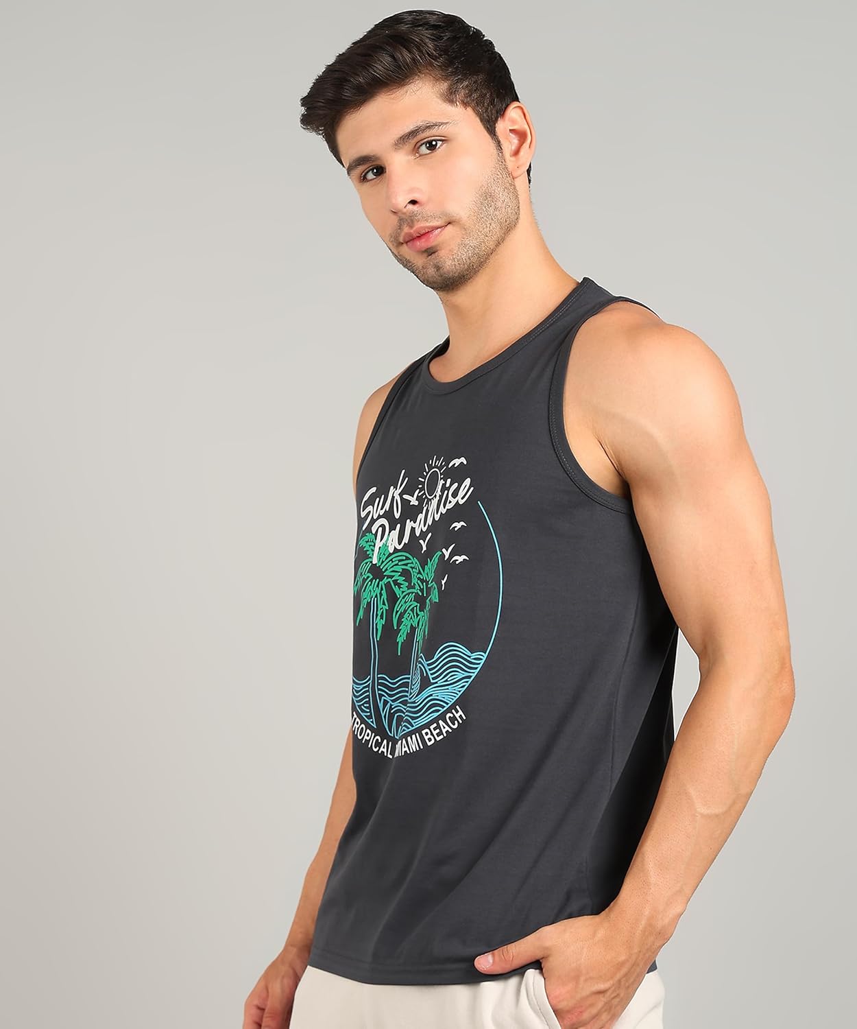 Alan Jones Clothing Men's Cotton Sleeveless Regular Fit T-Shirt-2