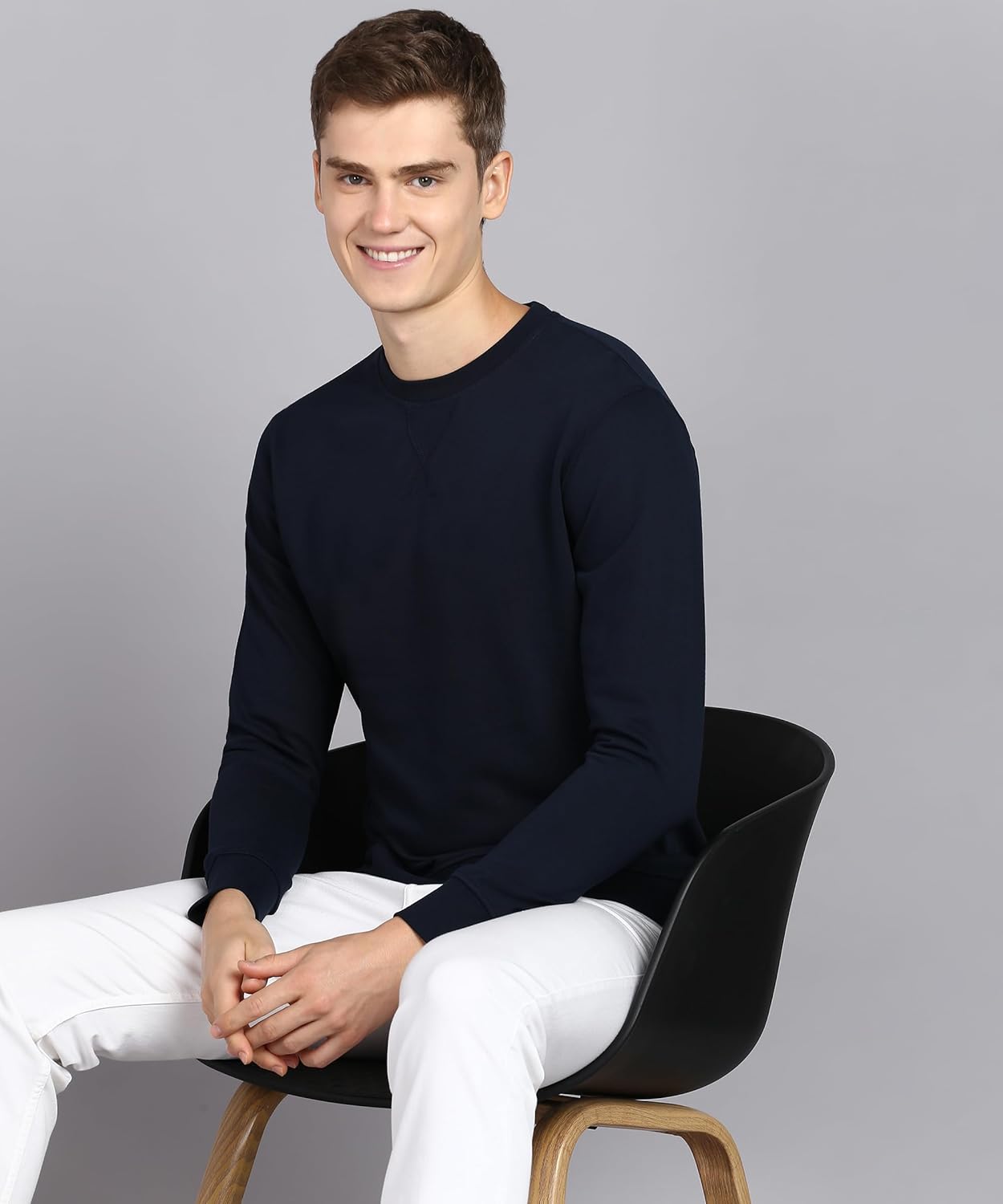 Alan Jones Clothing Men's Crew Neck Solid Pure Cotton Sweatshirt