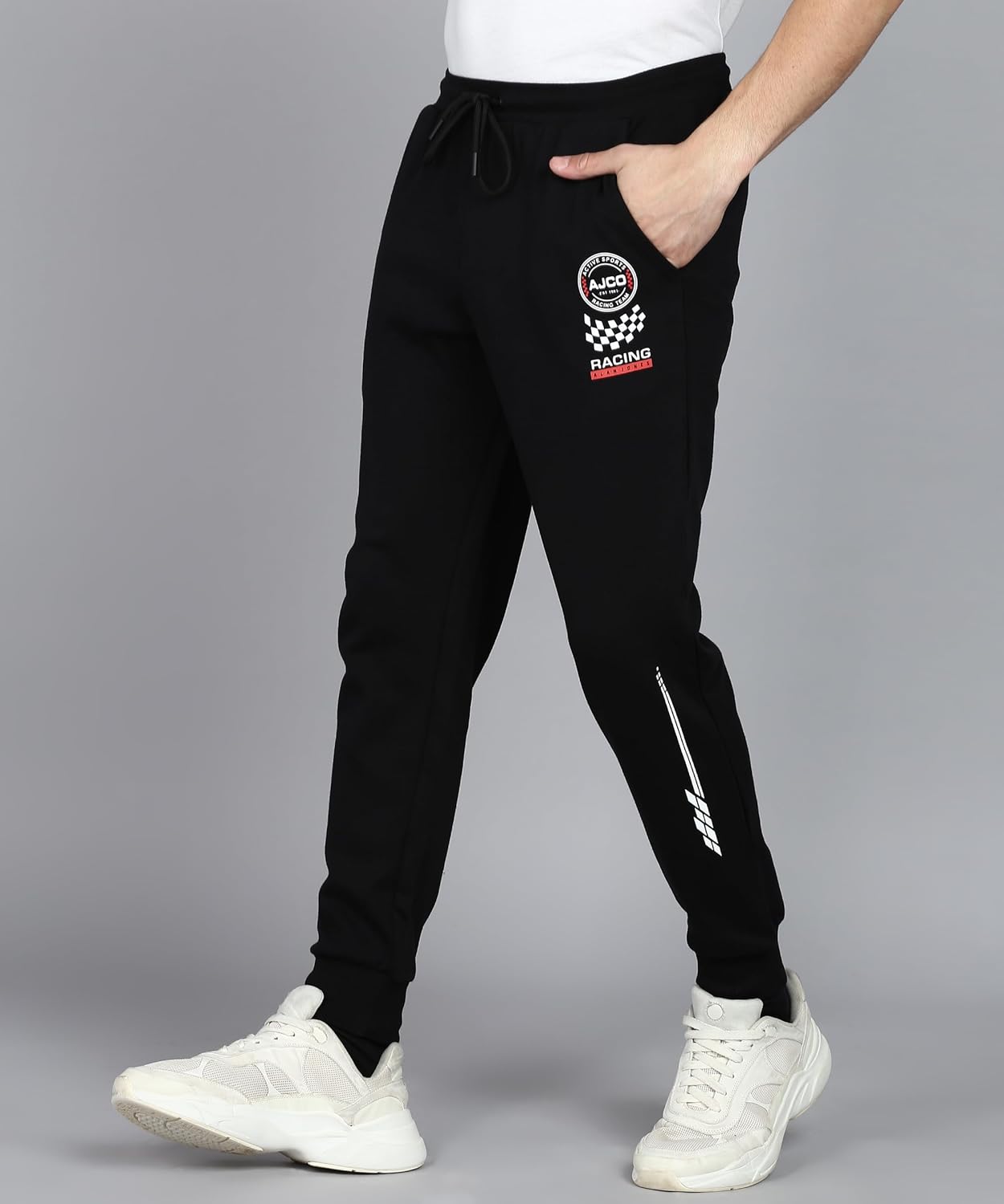 Alan Jones Clothing Men's Solid Regular Fit Cotton Joggers Track Pant