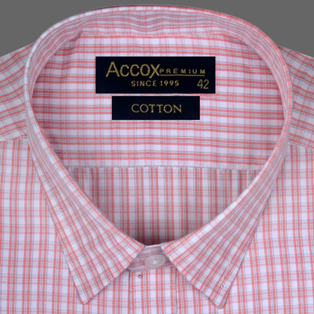 Accox Men's Cotton Checkered Formal Shirt (B0D7VRQ381)