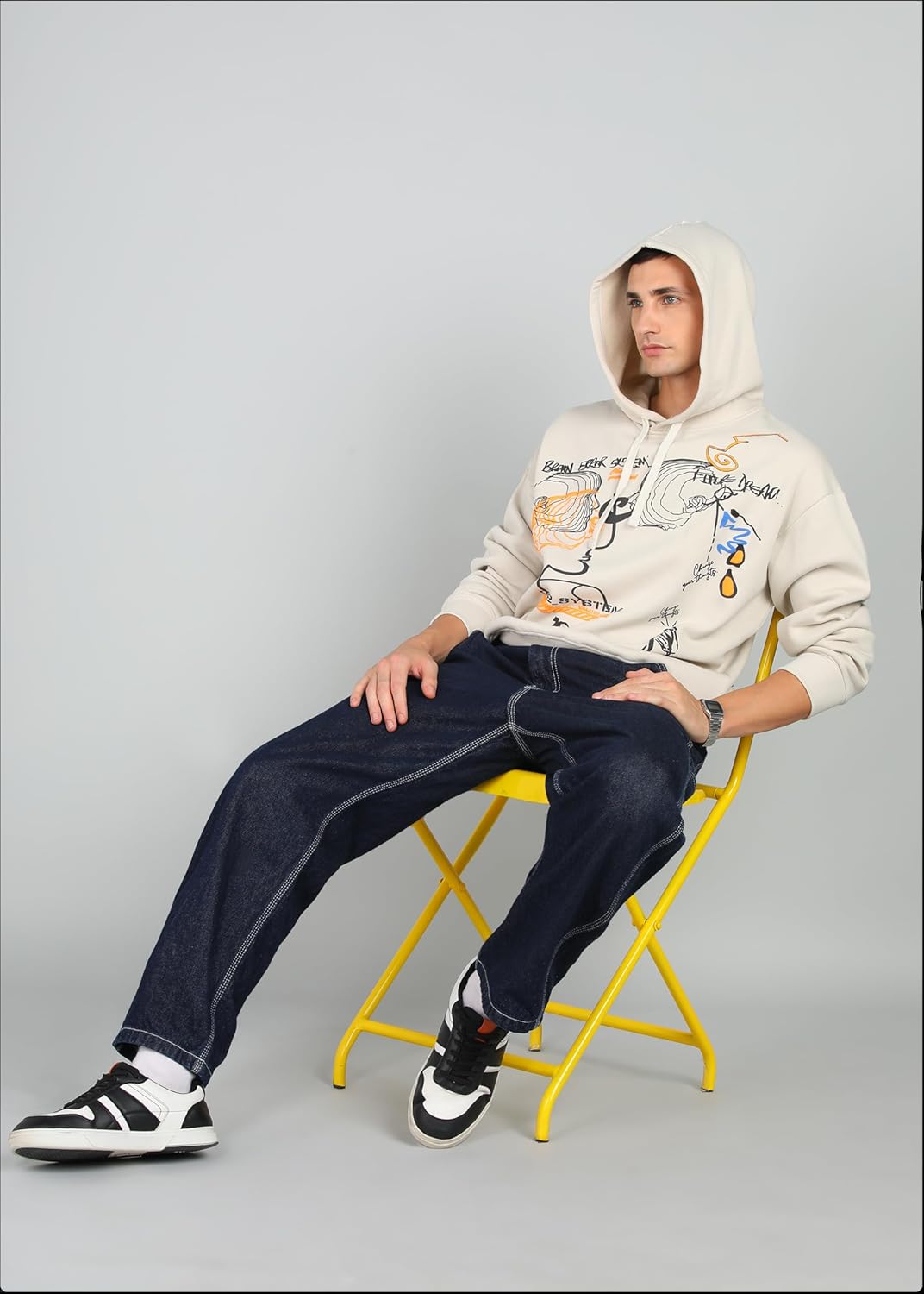 Alan Jones Clothing Cotton Blend Abstract Print Men's Oversize Hoodie