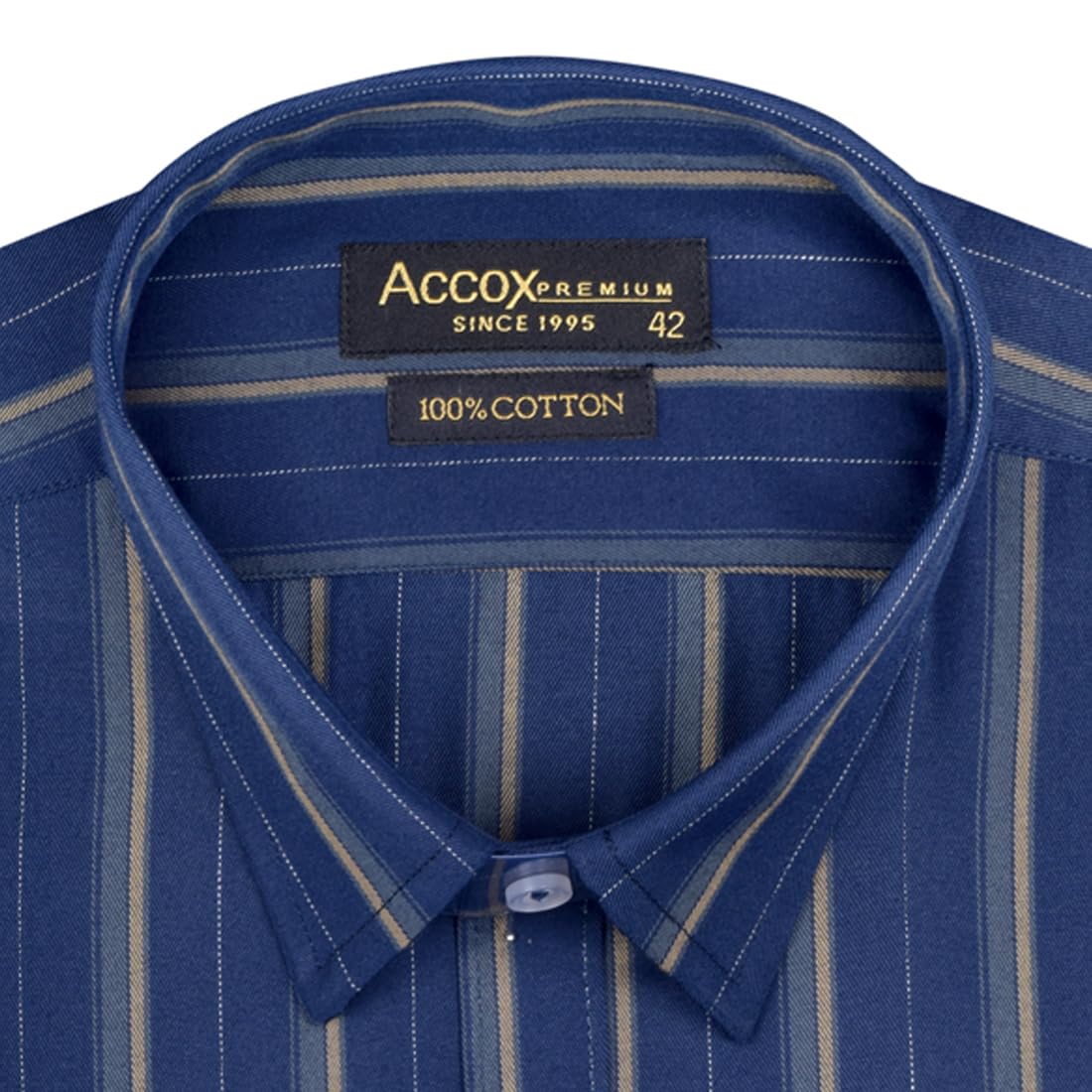 ACCOX Men's Cotton Half Sleeves Dark Striped Regular Fit Formal Shirt for Men(GCR145_42_1)