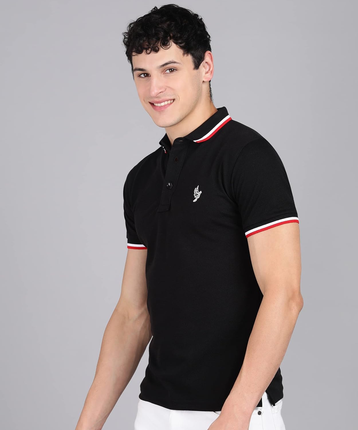 Alan Jones Clothing Men's Solid Slim Fit Polo T-Shirt-4