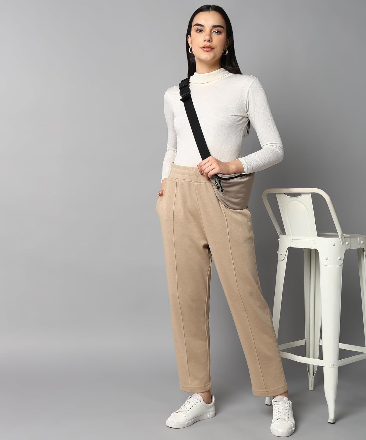 Alan Jones Clothing Women Solid Stretch Staight Pants