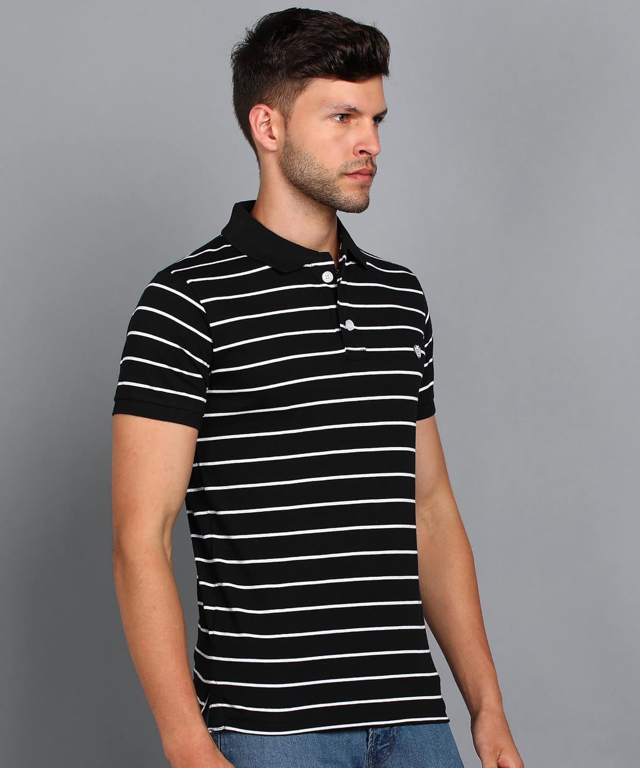 Alan Jones Clothing Men's Striped Cotton Regular Fit Polo T-Shirt-3