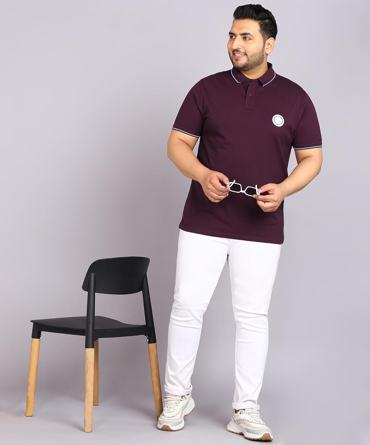 Alan Jones Clothing Colorblock Polo Collar Regular Fit T-Shirt for Plus Size Men-3