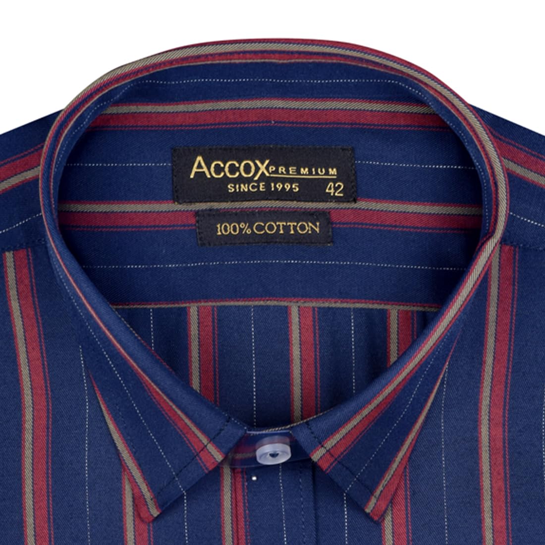 ACCOX Men's Cotton Half Sleeves Dark Striped Regular Fit Formal Shirt for Men(GCR146)