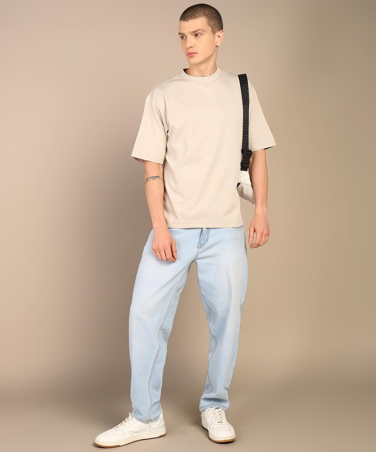 Alan Jones Clothing Men Cotton Crew Neck Half Sleeve Oversized Regular Fit T-Shirt-3