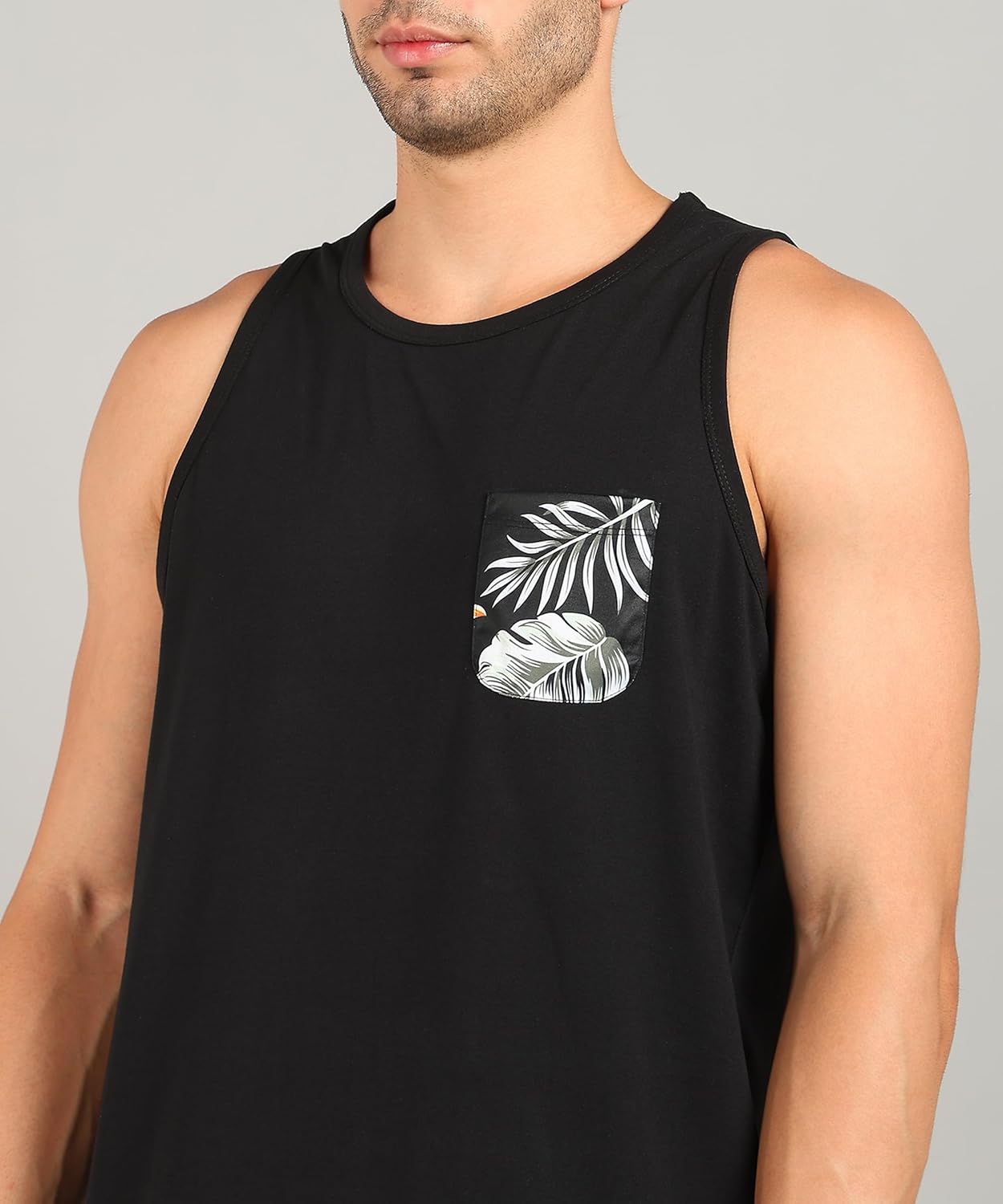 Alan Jones Clothing Men's Solid Cotton Sleeveless Regular Fit T-Shirt-5