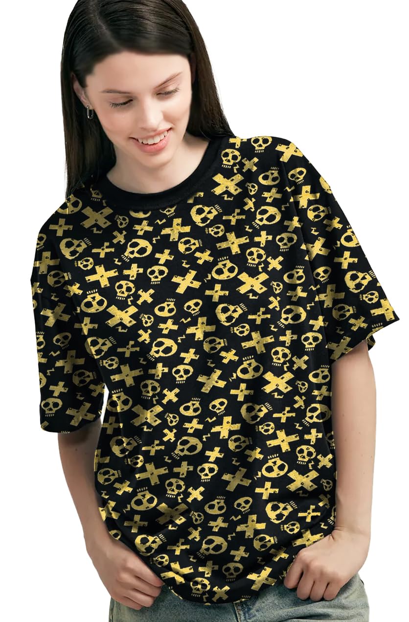 LEOTUDE Women's Short Sleeve with Round Neck, Oversized Longline Drop Shoulder T-Shirt