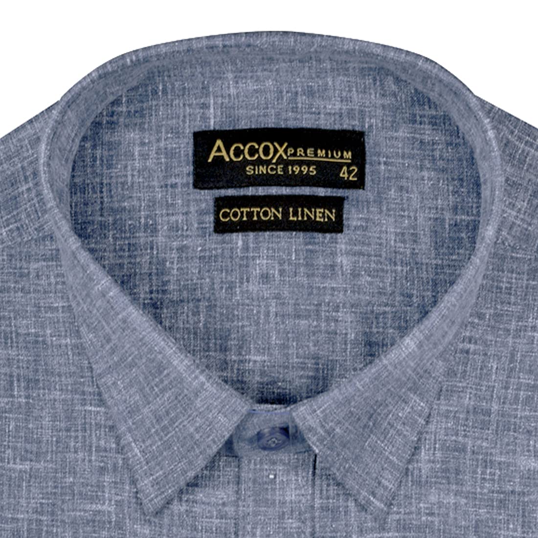 ACCOX Men's Full/Long Sleeves Formal Regular Fit Cotton Linen Plain Shirt -GCRFS29