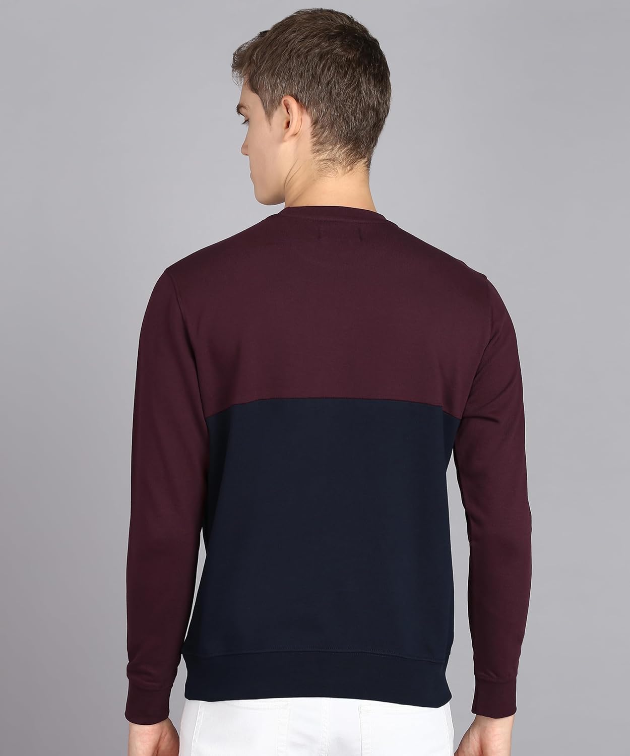 Alan Jones Clothing Men's Crew Neck Colorblock Pure Cotton Sweatshirt