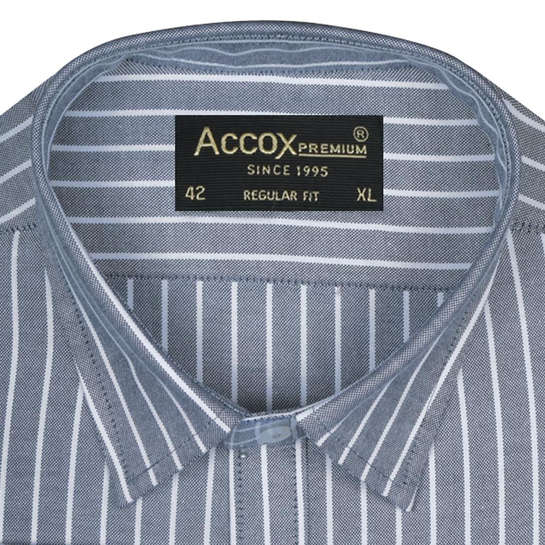 ACCOX Men's Breathable Cotton Full Long Sleeves Striped Regular Fit Formal Shirt for Men (O_GCR387)