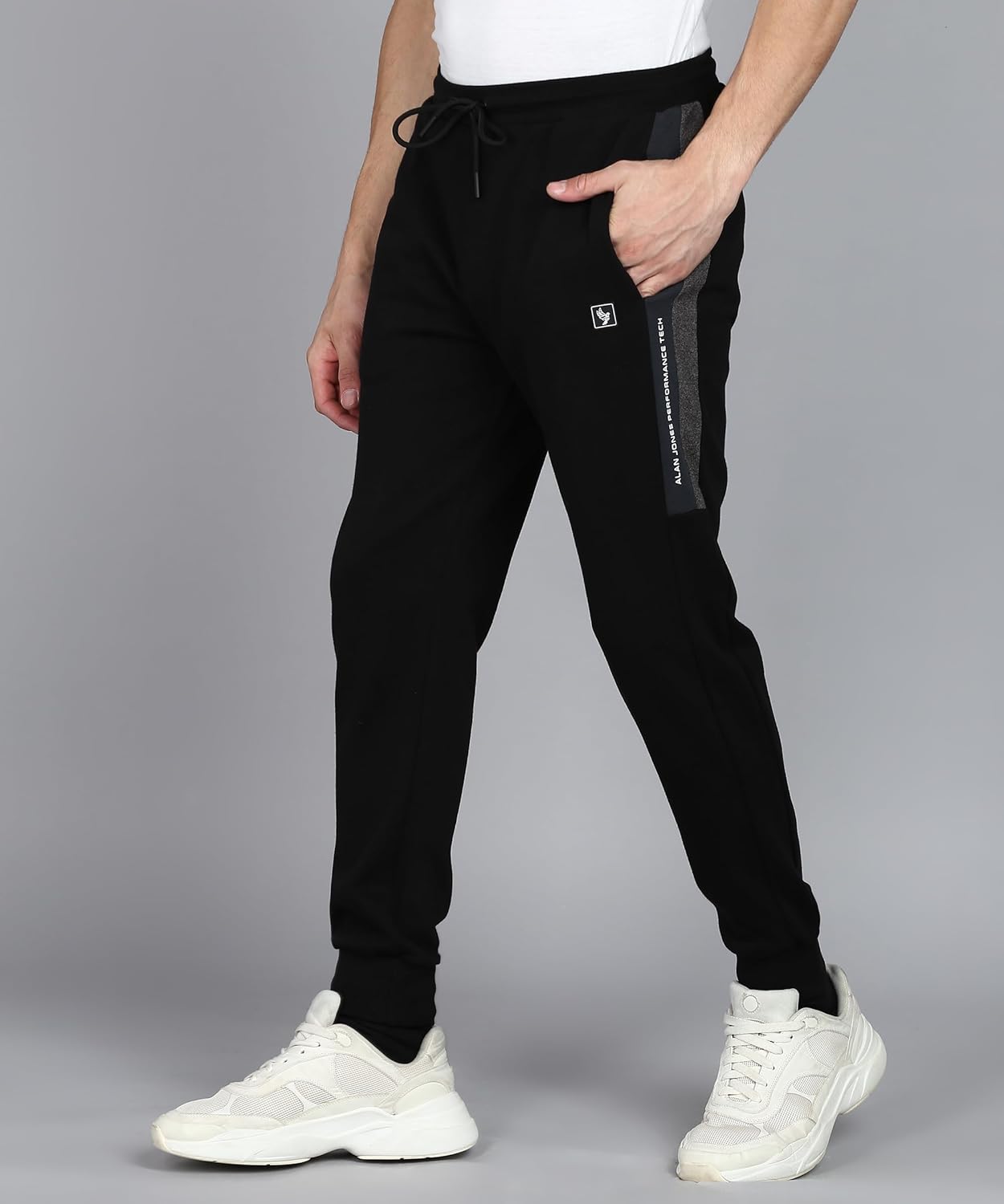Alan Jones Clothing Men Side Panel Detail Cotton Joggers Regular Fit Track Pants-2