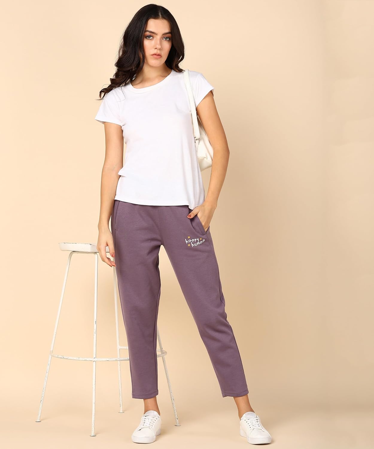 Alan Jones Clothing Women's Solid Comfort Fit Cotton Joggers Track Pant