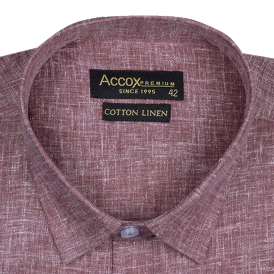 ACCOX Men's Full/Long Sleeves Formal Regular Fit Cotton Linen Plain Shirt (GCRFS27) Maroon