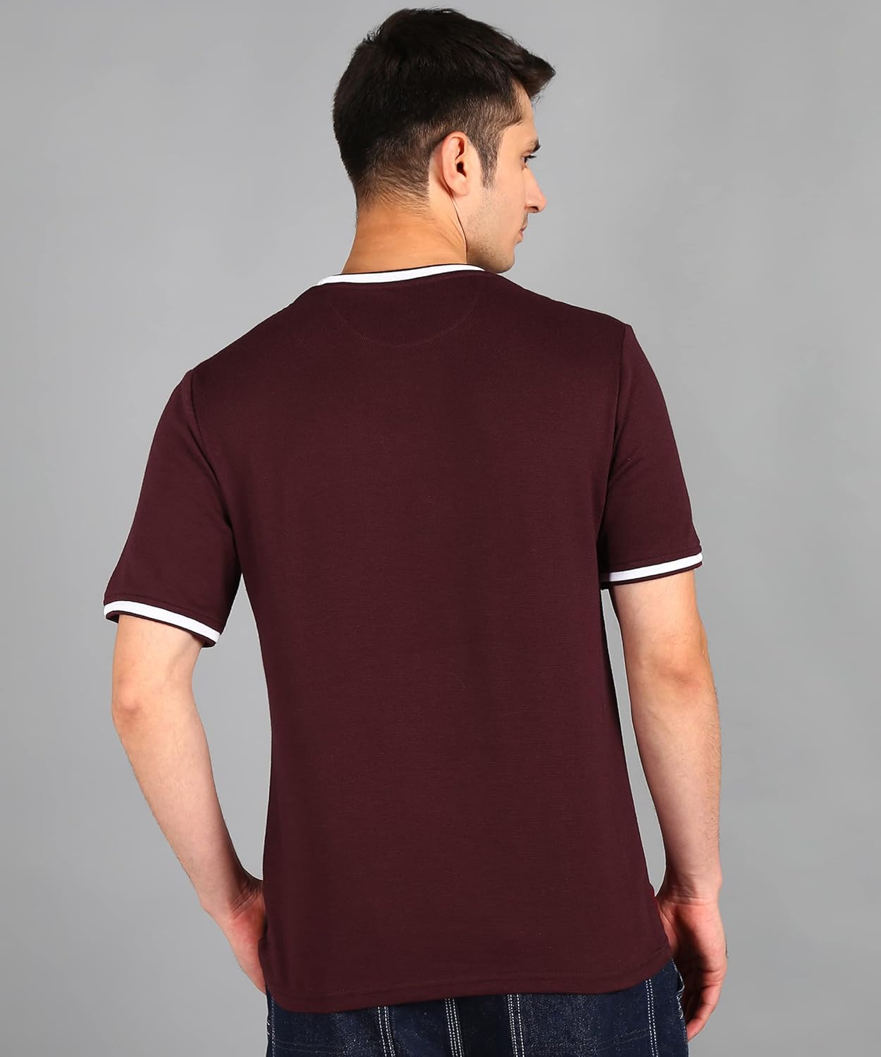 Alan Jones Clothing Men's Self Design Cotton Regular Fit T-Shirt-3