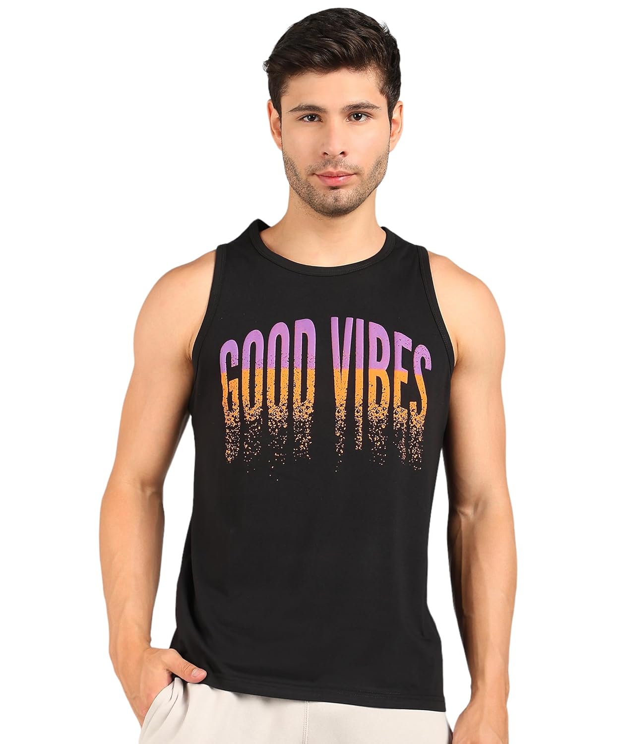 Alan Jones Clothing Men's Printed Cotton Sleeveless Regular Fit T-Shirt-1