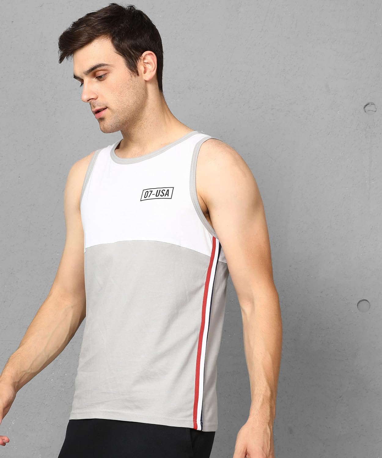 Alan Jones Clothing Men's Cotton Colorblocked Sleeveless Regular Fit T-Shirt-3