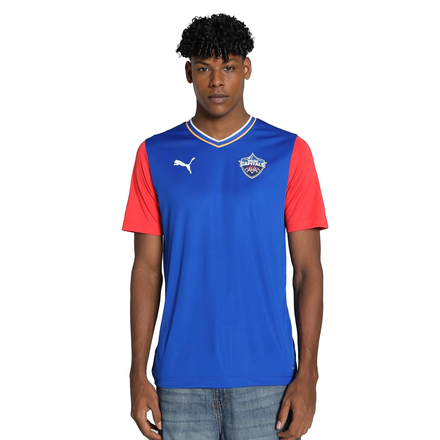 Puma Mens Ipl 2024 Delhi Capitals Regular Fit Jersey Plain