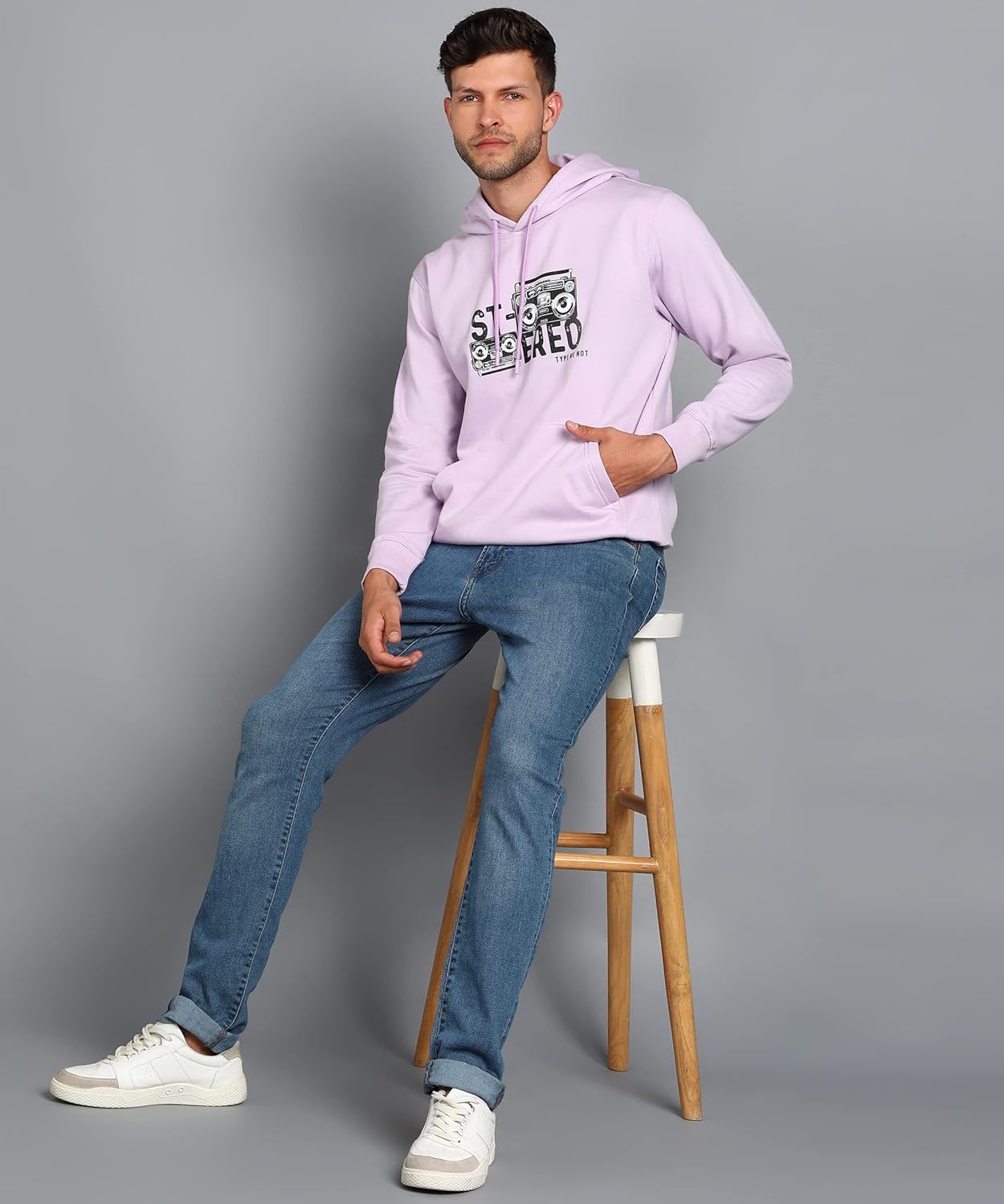 Alan Jones Clothing Men's Cotton Blend Graphic Print Hooded Sweatshirt