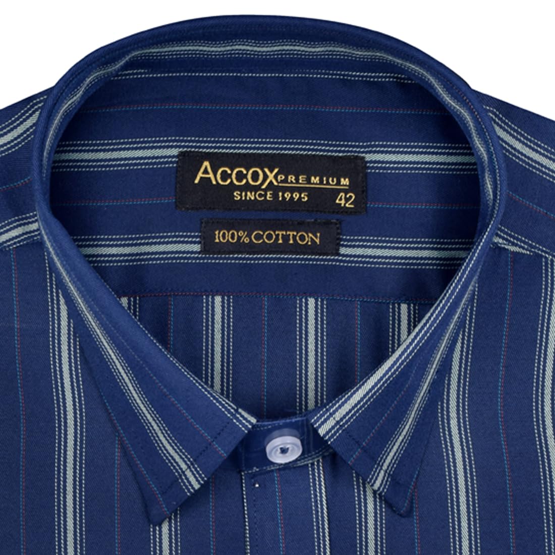 ACCOX Men's Cotton Half Sleeves Dark Striped Regular Fit Formal Shirt for Men(GCR144)