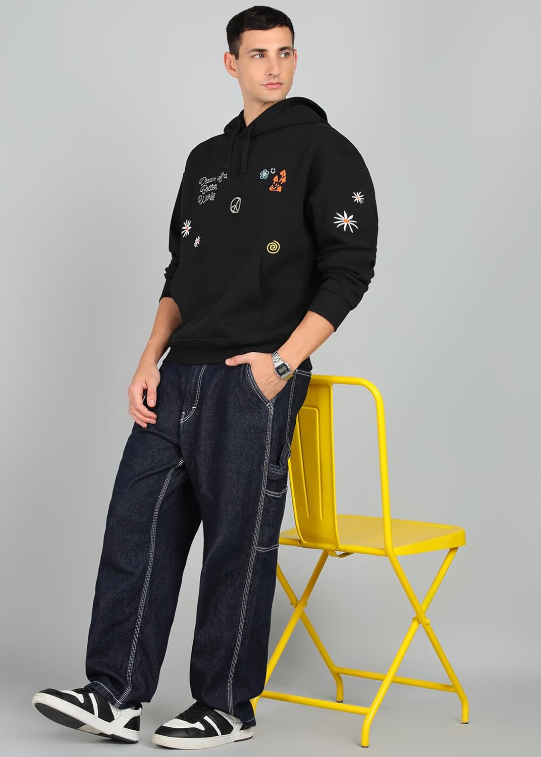 Alan Jones Clothing Cotton Blend Abstract Print Men's Oversize Hoodies