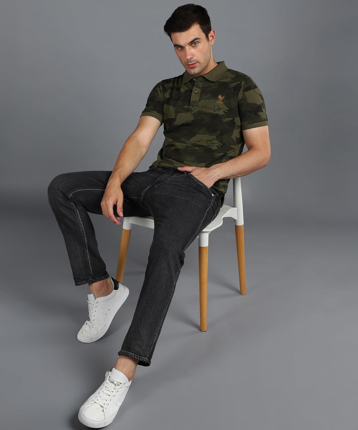 Alan Jones Clothing Men's Slim Fit Printed Collar Neck Polo T-Shirt-4