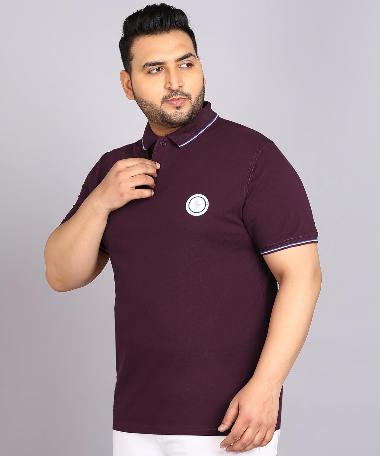 Alan Jones Clothing Colorblock Polo Collar Regular Fit T-Shirt for Plus Size Men-2
