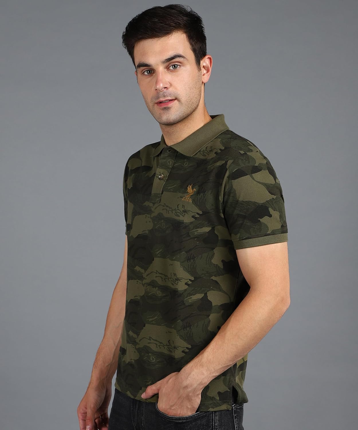 Alan Jones Clothing Men's Slim Fit Printed Collar Neck Polo T-Shirt-3