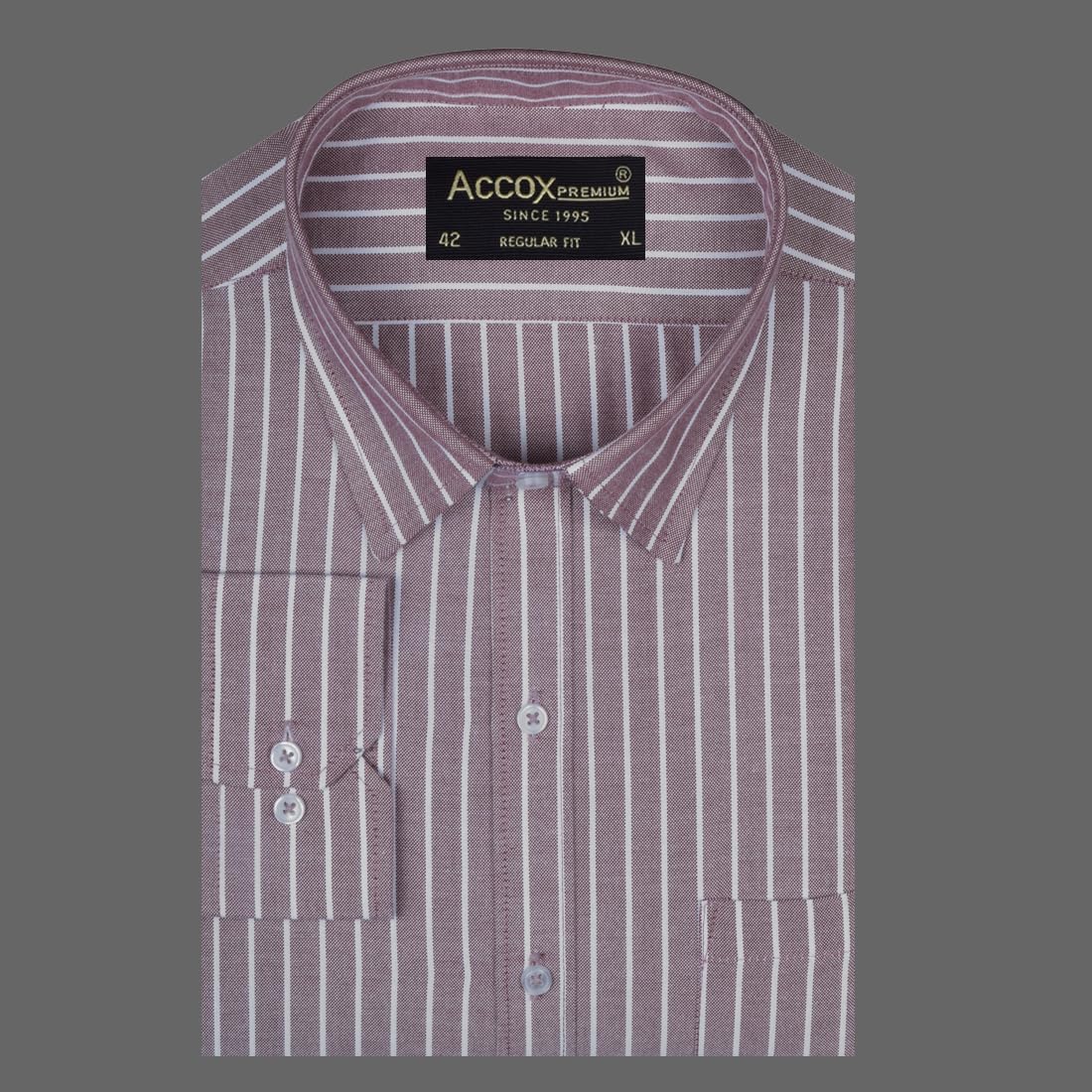 ACCOX Men's Breathable Cotton Full Long Sleeves Striped Regular Fit Formal Shirt for Men (O_GCR382)